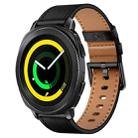 For Samsung Galaxy Gear Sport 20mm SX Connector Metal Button Switch Leather Watch Band(Black) - 1