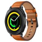 For Samsung Galaxy Gear Sport 20mm SX Connector Metal Button Switch Leather Watch Band(Brown) - 1