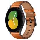 For Samsung Galaxy Watch 5 20mm SX Connector Metal Button Switch Leather Watch Band(Brown) - 1