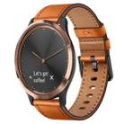 For Garmin Vivomove HR 20mm Metal Button Switch Leather Watch Band(Brown) - 1