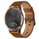 For Garmin Vivomove HR 20mm Metal Button Switch Leather Watch Band(Red Brown) - 1