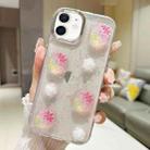 For iPhone  12 3D Flower Glitter Epoxy TPU Phone Case(Pink Strawberry) - 1