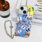 For iPhone 15 Electroplating Laser Butterfly Phone Case with Wrist Strap(Color Butterflies AB1) - 1