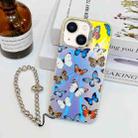 For iPhone 14 Electroplating Laser Butterfly Phone Case with Wrist Strap(Color Butterflies AB1) - 1