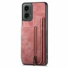 For Motorola Moto G 2024 Retro Leather Zipper Wallet Back Phone Case(Pink) - 2