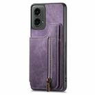 For Motorola Moto G 2024 Retro Leather Zipper Wallet Back Phone Case(Purple) - 2