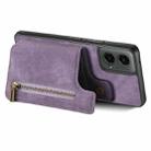 For Motorola Moto G 2024 Retro Leather Zipper Wallet Back Phone Case(Purple) - 3