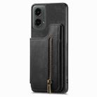 For Motorola Moto G 2024 Retro Leather Zipper Wallet Back Phone Case(Black) - 2