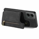 For Motorola Moto G 2024 Retro Leather Zipper Wallet Back Phone Case(Black) - 3