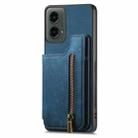 For Motorola Moto G 2024 Retro Leather Zipper Wallet Back Phone Case(Blue) - 2