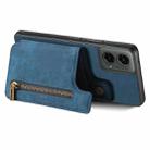 For Motorola Moto G 2024 Retro Leather Zipper Wallet Back Phone Case(Blue) - 3