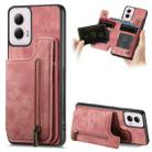 For Motorola G Power 5G 2024 Retro Leather Zipper Wallet Back Phone Case(Pink) - 1