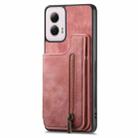 For Motorola G Power 5G 2024 Retro Leather Zipper Wallet Back Phone Case(Pink) - 2