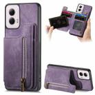 For Motorola G Power 5G 2024 Retro Leather Zipper Wallet Back Phone Case(Purple) - 1