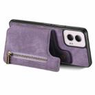 For Motorola G Power 5G 2024 Retro Leather Zipper Wallet Back Phone Case(Purple) - 3