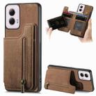 For Motorola G Power 5G 2024 Retro Leather Zipper Wallet Back Phone Case(Brown) - 1