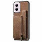 For Motorola G Power 5G 2024 Retro Leather Zipper Wallet Back Phone Case(Brown) - 2