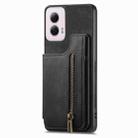 For Motorola G Power 5G 2024 Retro Leather Zipper Wallet Back Phone Case(Black) - 2