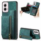 For Motorola G Power 5G 2024 Retro Leather Zipper Wallet Back Phone Case(Green) - 1