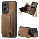 For Motorola G Stylus 5G 2024 Retro Leather Zipper Wallet Back Phone Case(Brown) - 1