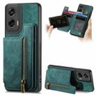 For Motorola G Stylus 5G 2024 Retro Leather Zipper Wallet Back Phone Case(Green) - 1