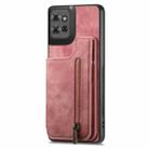 For Motorola Moto G Power 2025 5G Retro Leather Zipper Wallet Back Phone Case(Pink) - 2