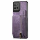 For Motorola Moto G Power 2025 5G Retro Leather Zipper Wallet Back Phone Case(Purple) - 2