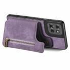 For Motorola Moto G Power 2025 5G Retro Leather Zipper Wallet Back Phone Case(Purple) - 3
