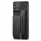 For Motorola Moto G Power 2025 5G Retro Leather Zipper Wallet Back Phone Case(Black) - 2