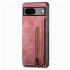 For Google Pixel 6 Retro Leather Zipper Wallet Back Phone Case(Pink) - 2