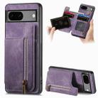 For Google Pixel 6 Retro Leather Zipper Wallet Back Phone Case(Purple) - 1