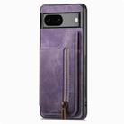 For Google Pixel 6 Retro Leather Zipper Wallet Back Phone Case(Purple) - 2