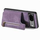 For Google Pixel 6 Retro Leather Zipper Wallet Back Phone Case(Purple) - 3