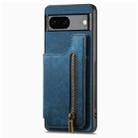 For Google Pixel 6 Retro Leather Zipper Wallet Back Phone Case(Blue) - 2