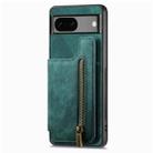 For Google Pixel 6 Retro Leather Zipper Wallet Back Phone Case(Green) - 2