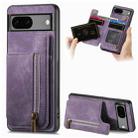 For Google Pixel 6 Pro Retro Leather Zipper Wallet Back Phone Case(Purple) - 1