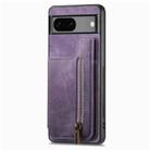 For Google Pixel 6 Pro Retro Leather Zipper Wallet Back Phone Case(Purple) - 2