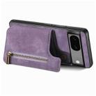 For Google Pixel 6 Pro Retro Leather Zipper Wallet Back Phone Case(Purple) - 3