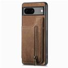 For Google Pixel 6a Retro Leather Zipper Wallet Back Phone Case(Brown) - 2