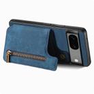 For Google Pixel 6a Retro Leather Zipper Wallet Back Phone Case(Blue) - 3