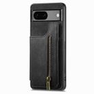 For Google Pixel 6a Retro Leather Zipper Wallet Back Phone Case(Black) - 2