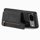 For Google Pixel 6a Retro Leather Zipper Wallet Back Phone Case(Black) - 3