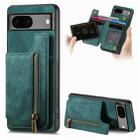 For Google Pixel 6a Retro Leather Zipper Wallet Back Phone Case(Green) - 1