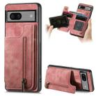 For Google Pixel 7 Pro Retro Leather Zipper Wallet Back Phone Case(Pink) - 1