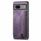 For Google Pixel 7 Pro Retro Leather Zipper Wallet Back Phone Case(Purple) - 2