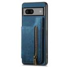 For Google Pixel 7 Pro Retro Leather Zipper Wallet Back Phone Case(Blue) - 2