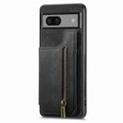 For Google Pixel 7 Pro Retro Leather Zipper Wallet Back Phone Case(Black) - 2