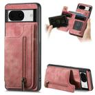 For Google Pixel 8 Pro Retro Leather Zipper Wallet Back Phone Case(Pink) - 1