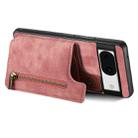 For Google Pixel 8 Pro Retro Leather Zipper Wallet Back Phone Case(Pink) - 3