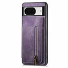 For Google Pixel 8 Pro Retro Leather Zipper Wallet Back Phone Case(Purple) - 2